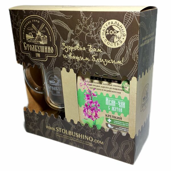 Подарочный набор Иван-чай с мятой и кружкой Столбушино