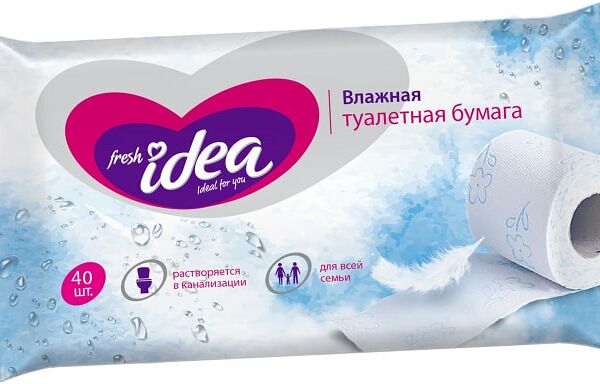 Туалетная бумага Fresh Idea влажная растворяющаяся 13*17см 40шт