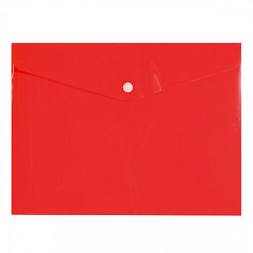 Пласт. конверт INFORMAT А5+ на кнопке прозрач. пластик 180 мкм красн.