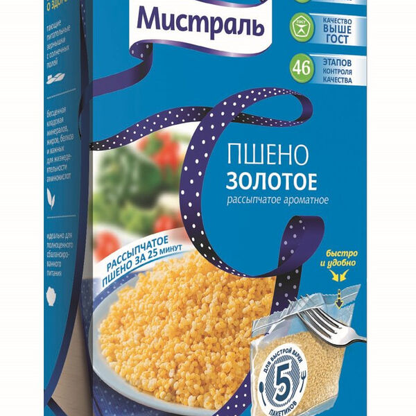 Пшено Золотое Мистраль шлифованное, 5×80 г