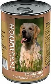 Дог Ланч консервы для собак Говядина, сердце и печень
