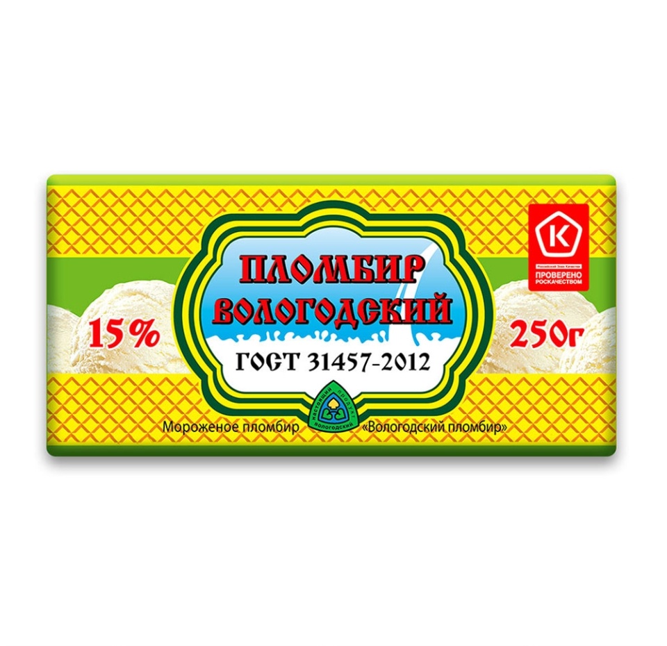

Мороженое Пломбир Вологодский 15% 250 г