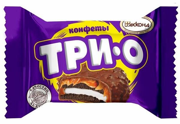 Конфеты - трио с печеньем карамелью и начинкой со вкусом пломбира ТМ Акконд