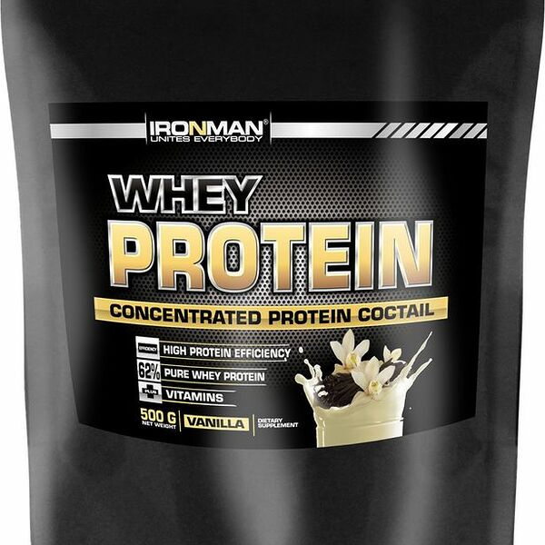 Коктейль протеиновый IronMan Whey Protein со вкусом ванили сывороточный, 500г