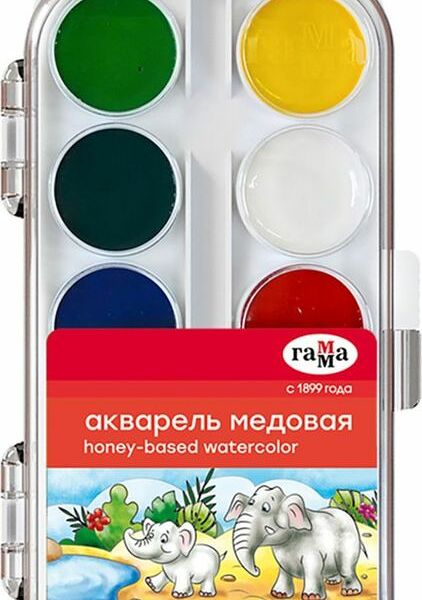 Акварель медовая Гамма Мультики 10 цветов без кисти