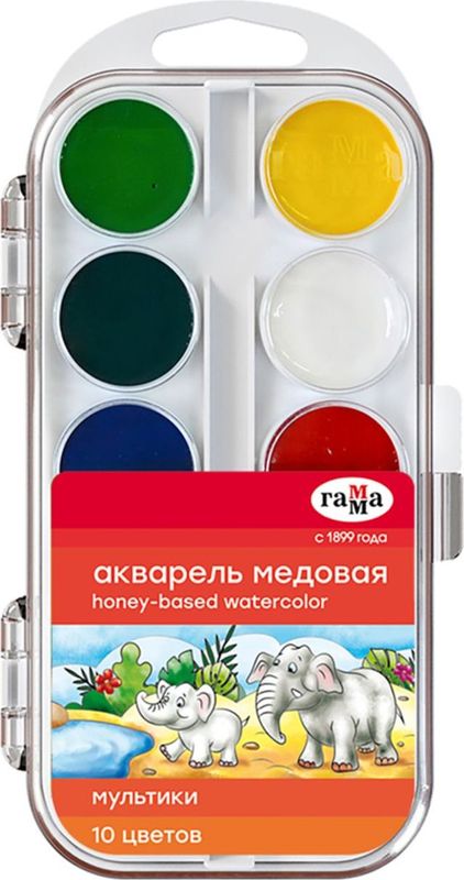 

Акварель медовая Гамма Мультики 10 цветов без кисти
