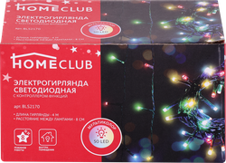 

Электрогирлянда светодиодная HOMECLUB 50LED-ламп, 8 режимов, мультицвет IP20 Арт.BLS2170, 4м