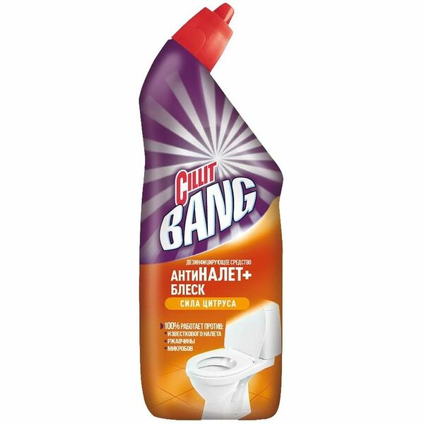 Средство чистящее Cillit Антиналет + Блеск Сила цитруса для туалета дезинфицирующее, 750мл