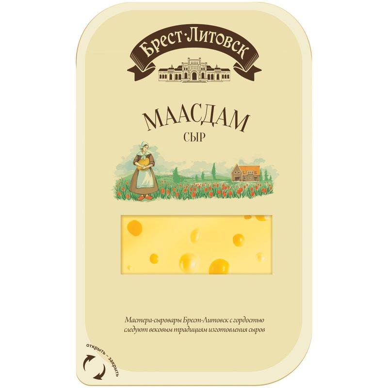 

Сыр Маасдам Савушкин продукт Брест-Литовск 45% полутвердый нарезка 130 г