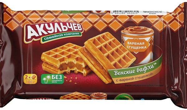Вафли Акульчев Венские с вареной сгущенкой 100г