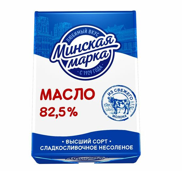 Масло сладкосливочное Минская марка несоленое 82.5% 180г