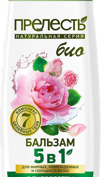 Бальзам для жирных, поврежденных и секущихся волос ПРЕЛЕСТЬ БИО 5в1 с гидролатом розы