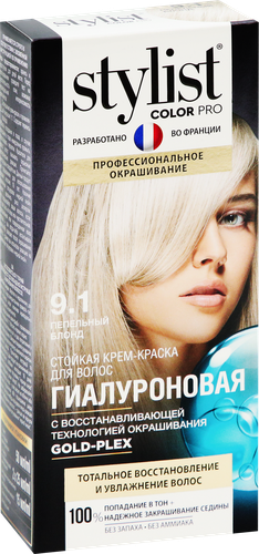 

Стойкая Крем-краска Stylist Color Pro Гиалуроновая 9.1 Пепельный блондин 115 мл