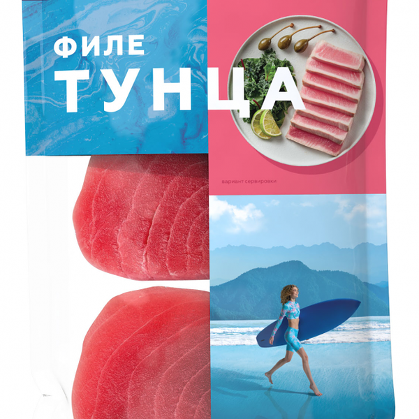 Тунец замороженный Agama филе-кусок без кожи 400г