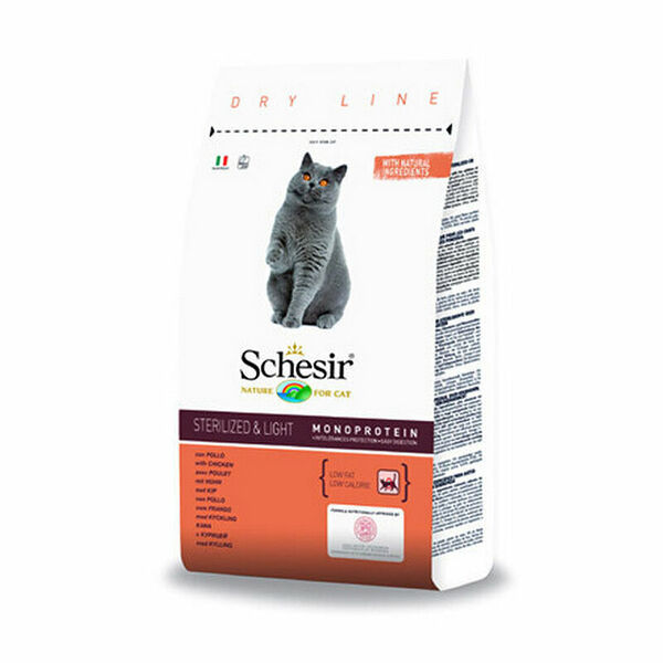 Корм сухой для кастрированных и стерилизованных кошек с курицей и для кошек с избыточным весом ТМ Schesir