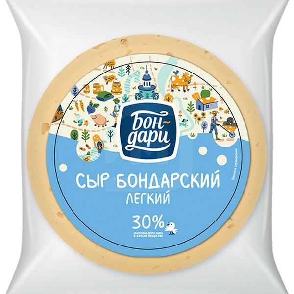 Сыр Бон-Дари Бондарский Легкий 30%, вес