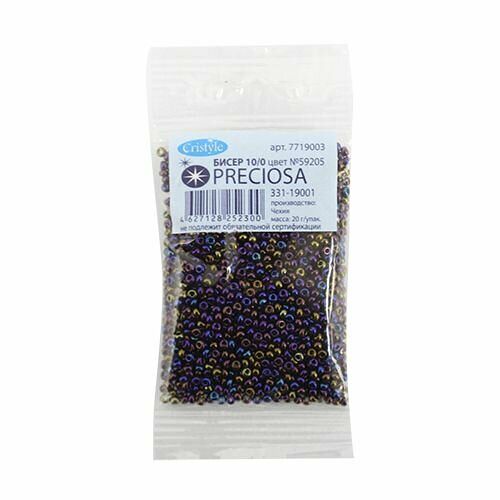 (59205) 331-19001-10/0 Бисер непрозрачный с радужным покрытием 10/0, круг.отв., 20гр Preciosa,упак
