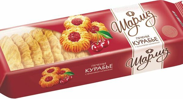 Печенье сдобное Шарлиз Курабье с вишневой начинкой 180г