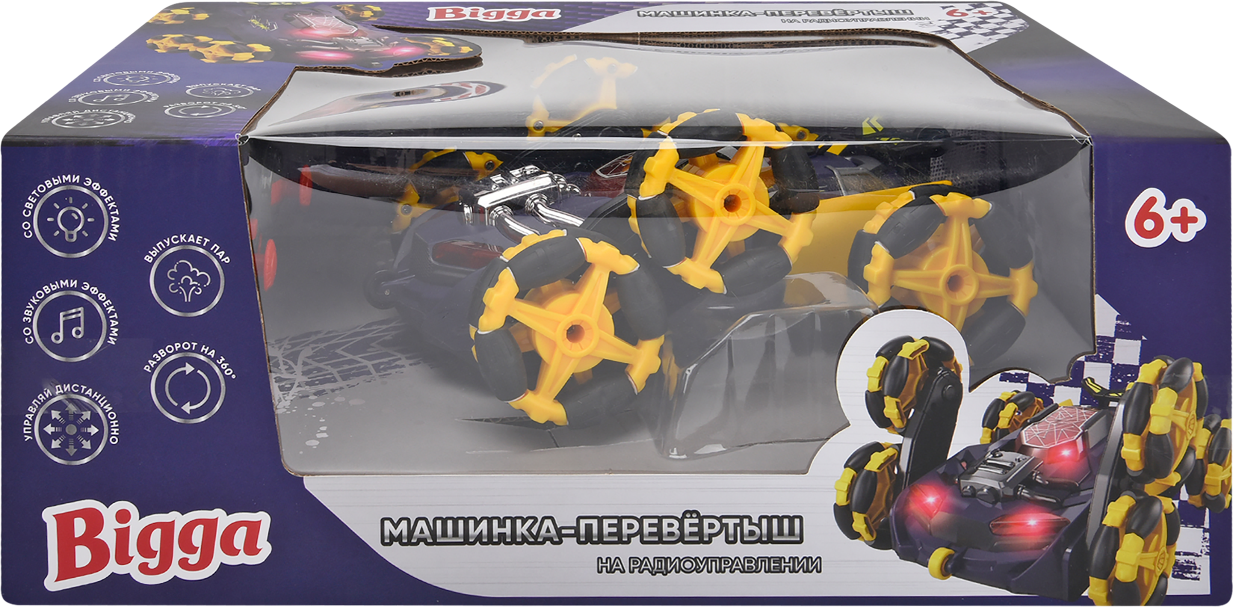 

Игрушка BIGGA Машинка-перевертыш 18,5см, на радиоуправлении, со световыми и звуковыми эффектами