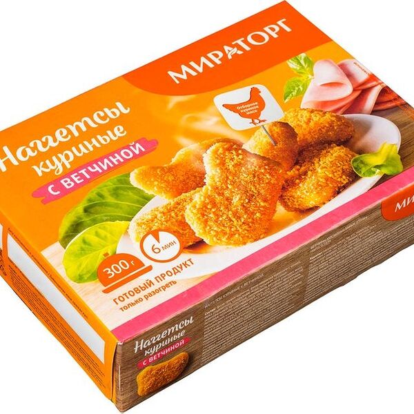 Наггетсы куриные с ветчиной ТМ Мираторг 300 г