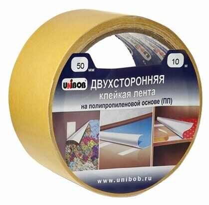 Двусторонняя клейкая лента Unibob, 50 см х 10 м 