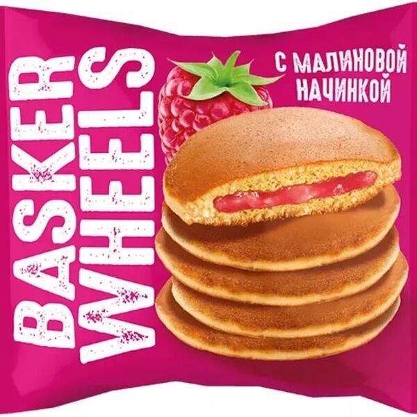 Пирожное Basker Wheels Pancake бисквитное с малиновой начинкой, 36г