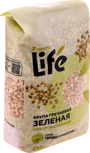 

Крупа гречневая Лента Life зеленая, 450г