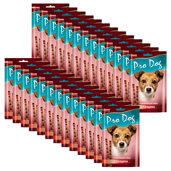 Лакомство для собак PRO DOG Лакомые палочки с говядиной (3штх15г) 45г (упаковка - 28 шт)