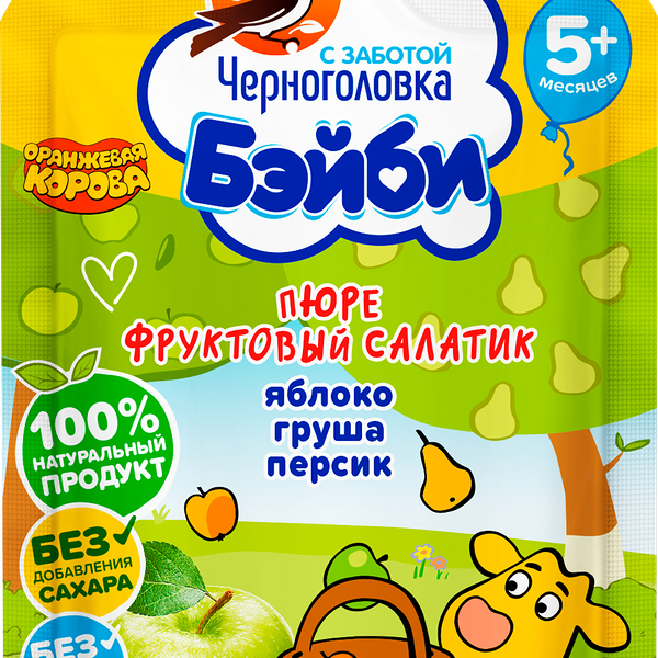Д/п пюре ЧЕРНОГОЛОВКА БЭЙБИ Фруктовый салатик
