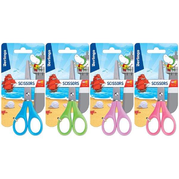 Ножницы детские Berlingo 13,5см, ассорти, европодвес  DNn_14026 шт Berlingo