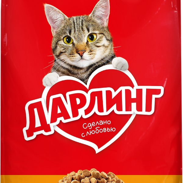 Корм сухой для взрослых кошек ДАРЛИНГ с птицей и добавлением овощей, 760г