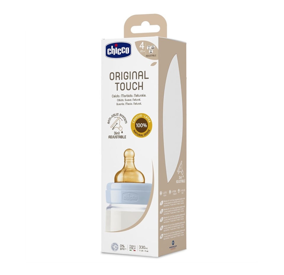 

Бутылочка Original Touch Boy 4 мес. + латексная соска, РР, Chicco, 330 мл, Италия, 1 шт