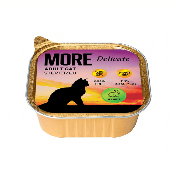 Корм для кошек MORE Delicate для стерилизованных, паштет с кроликом ламист. 100г х 16 шт