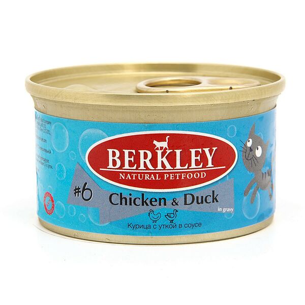 Корм для кошек BERKLEY №6 Курица с уткой в соусе банка