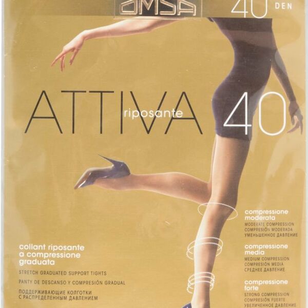 Колготки женские Attiva (Аттива) цвет: fumo/темно-серый, размер 4, 40 den ТМ Omsa (Омса)