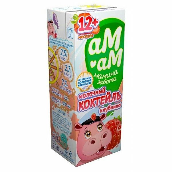 Коктейль молочный Ам-Ам Мамина забота клубника 2.5%