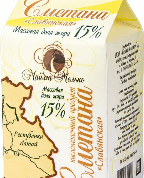 Сметана Майма-Молоко Славянская 15% 450г