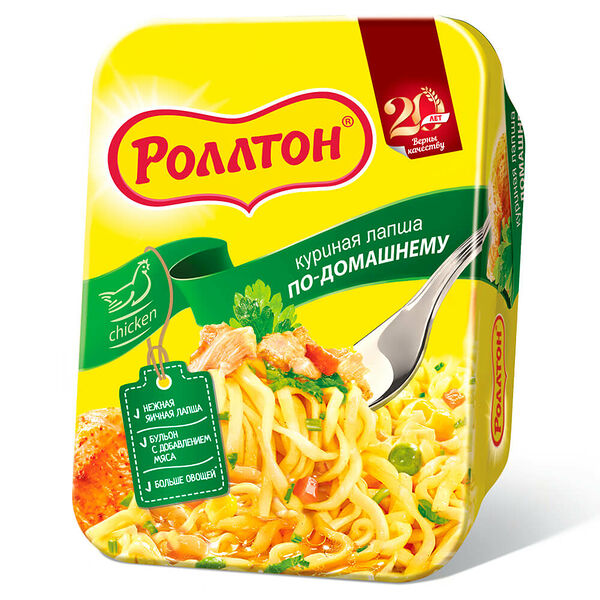 Лапша Роллтон 90г по домашнему куриная контейнер б/п