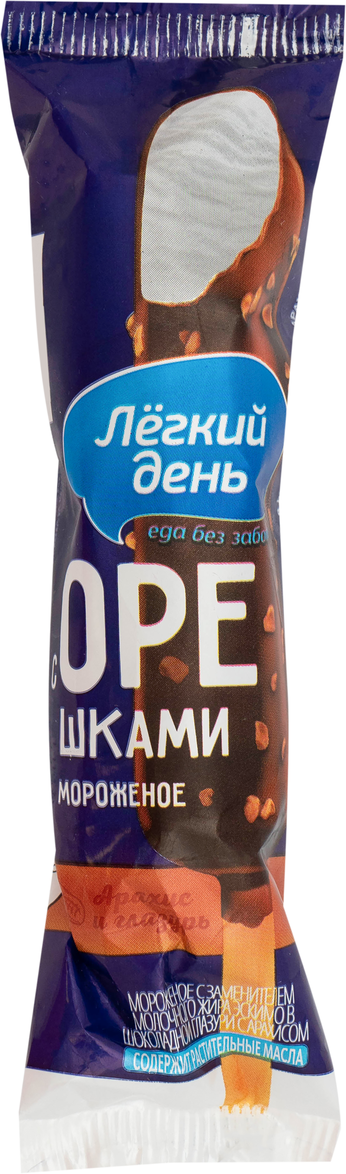 

Мороженое Лёгкий день Ванильное в шоколадной глазури с орешками, с змж, эскимо, 50 г