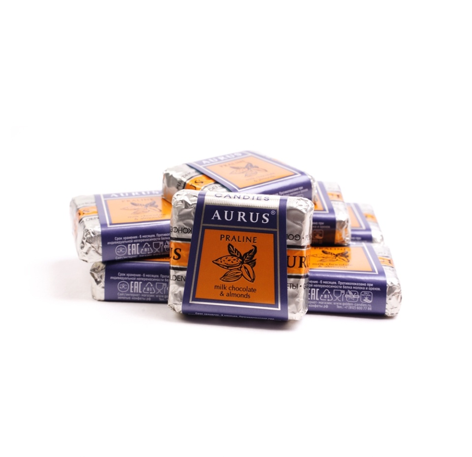 

Конфеты шоколадные пралине GOLDEN CANDIES "AURUS миндаль", Россия