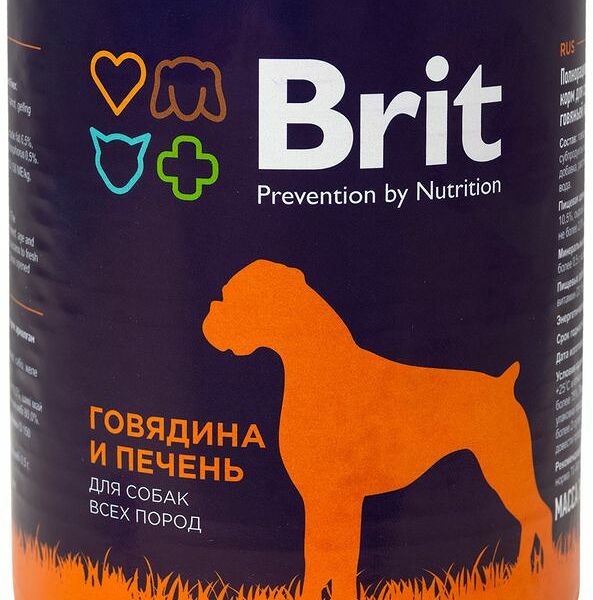 Корм Brit говядина и печень для собак, 850г