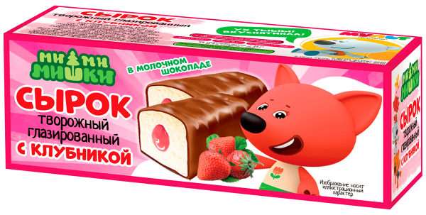 Сырок творожный Ми-ми-мишки глазированный в молочном шоколаде с клубникой 15%