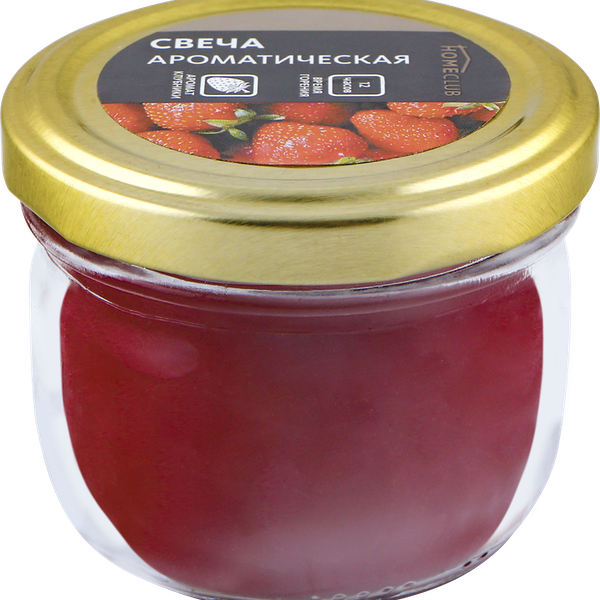Свеча ароматическая HOMECLUB Клубника, в банке, с крышкой
