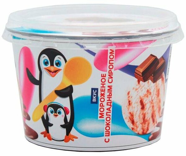 Крем-десерт Baby Пин со вкусом ванильного мороженого с сиропом