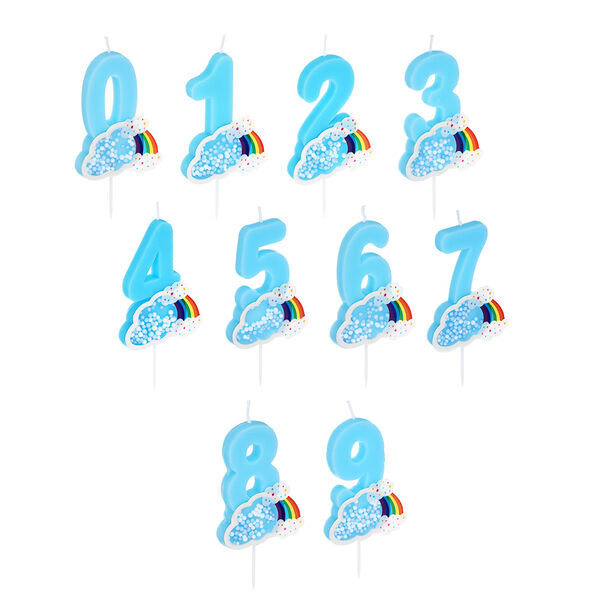 Fntastic свеча для торта - цифра, с декором, 8 см, цвет голубой, парафин, пластик, (0-9)