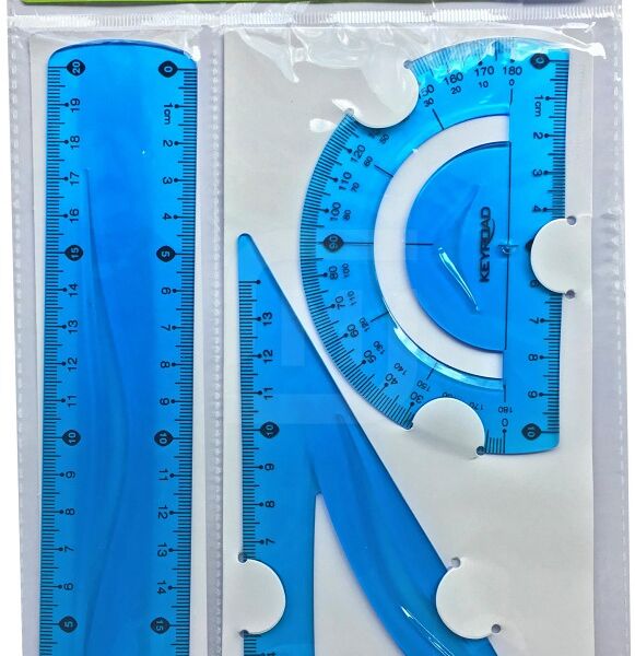 Набор гибкий Keyroad: треугольник 15 см, линейка 20 см, транспортир 10 см