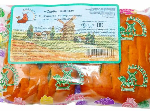 Сдоба Алатырский ХЗ Венская с начинкой со вкусом киви 100г
