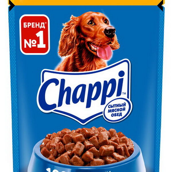 Корм консер. полнор. CHAPPI™ для взрослых собак. «Сытный мясной обед. Мясное изобилие» 85гр