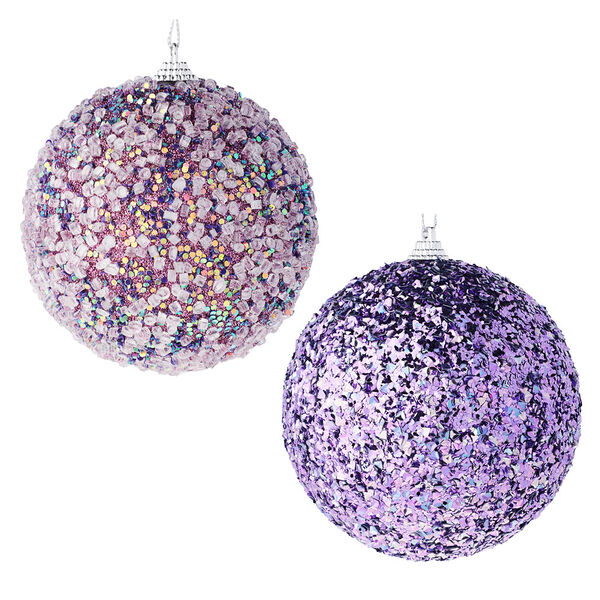 Сноу бум подвеска шар с декором, 10 см, 4 цвета, фиолетовые оттенки, в ассортименте