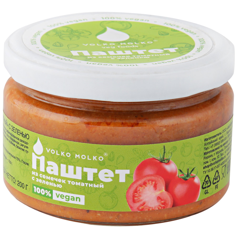

Паштет из семечек Volko Molko Томатный с зеленью 200 г